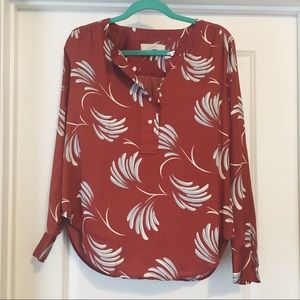 LOFT Burnt Orange Floral Blouse • XSmall